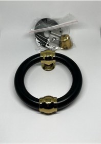 Resim Homdep Çelik Kapı Lüks Taktak Kapı Tokmağı Sadece Taktak Siyah Renk Gold Detaylar 