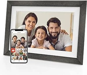 Resim 32 GB bellek ve 1280 x 800 IPS HD dokunmatik ekranlı 10,1 inç WiFi dijital fotoğraf çerçevesi. Frameo uygulaması üzerinden fotoğraf veya video paylaşın, Coffee 