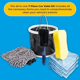 Resim Simply Auto CVK01 Professional 7 Parça Araç Vale Kiti - Sünger, Mikrofiber Eldiven, Kıl Fırça, 3 X Mikrofiber Bez ve Katlanabilir Kova Dahil 