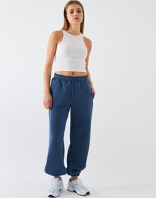 Resim Oversize Unisex Eşofman Altı Marine - 3 İplik Şardonlu, Paça-Bel Lastikli, Cepli, Rahat Kesim - M / MARİNE 