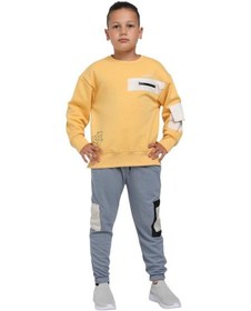 Resim Escabel Erkek Çocuk İçi Şardonlu Tek Cep Aksesuarlı Beli Kalın Lastikli Sweatshirt-11019-hardal Hardal 