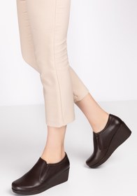 Resim Elile Shoes Kahverengi Hakiki Deri Küçük & Büyük Numara Kadın Ayakkabı 