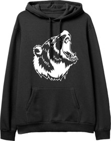 Resim Bear Big Baskılı Siyah Hoodie 