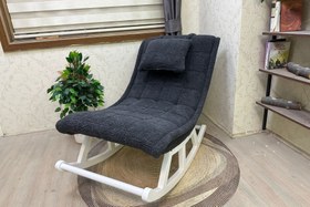 Resim MİSKİN SALLANAN SANDALYE, TEDDY ANTRASİT, LAKE AHŞAP 