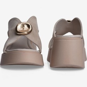 Resim Mubiano Kadın Süet Terlik Dolgu Taban Gold Detaylı Elox Bej 
