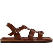 Resim Women's Brown Ankle Strap Leather Comfort Sandals Derimod