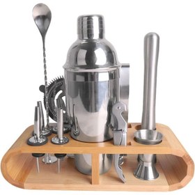 Resim Biradlı Ahşap Standlı Shaker Kokteyl Seti 750ML (304-Paslanmaz) 