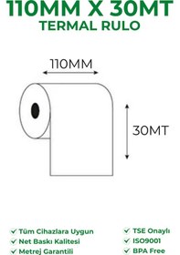 Resim 110x30 Termal Rulo 10 Paket 100 Adet Bpa Free 