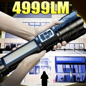 Resim 4999LM Yüksek Güçlü Taktiksel LED El Feneri, Taşınabilir Süper Güçlü Şarj Edilebilir LED Fener, Dahili Pil Işıklı Torpido, Açık Hava, İş, Kamp, Avcılık, Balıkçılık vb. İçin Kullanım 