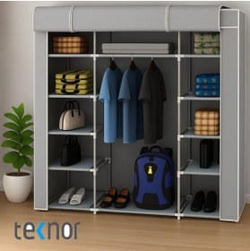 Resim Teknor Çift Yandan Raflı Bez Dolap Gri 