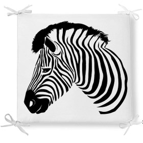 Resim Zebra Desen Dekoratif Kare Sandalye Minderi 40x40cm Fermuarlı 
