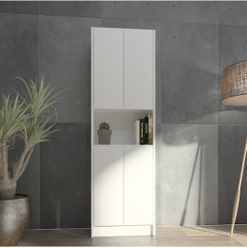 Resim Kuta Flat56 Kitaplık 4 Kapaklı Kütüphane Çok Amaçlı Dolap (498407568) 