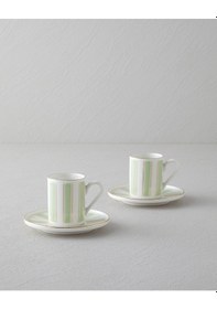 Resim English Home Serenade Bone Porselen 4 Parça 2 Kişilik Kahve Fincan Takımı 90 Ml Yeşil-gold Yeşil-gold 