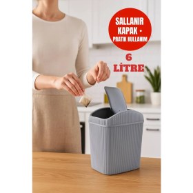 Resim Open Home Concept 6 Lt Çöp Kovası, Mutfak, Banyo, Tuvalet, Ofis Çöp Kutusu Gri 