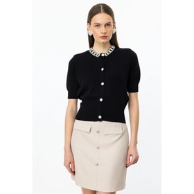 Resim On Fashion Yakası Taşlı Önü Düğmeli Kadın Hırka 25Y.ON.HRK.53905.01 (25Y.ON.HRK.53905.01) 