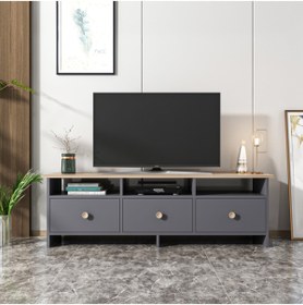 Resim BMdekor Tv Sehpası Ozan Antrasit Meşe 150 Cm 