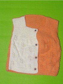 Resim El Örgü Bebek Yelek Turuncu-beyaz Renk Turuncu 