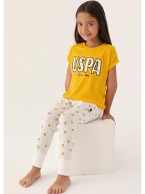 Resim U.s. Polo Assn. 1834 Garson Lisanslı Text Printed Kız Çocuk Pijama Takımı 001 