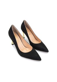 Resim Tamer Tanca Kadın Vegan Siyah/gold Stiletto Ayakkabı 886 1988 Bn Ayk Sk23/24 Syh Suet/gold Siyah 