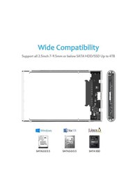 Resim Kuvars 2.5 İnç Sata Usb 3.0 Harddisk Kutusu - Şeffaf - Micro Usb 