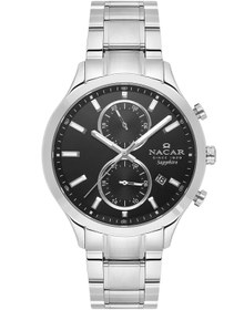 Resim Nacar NC33-298316G-ABM SAFİR CAMLI PASLANMAZ ÇELİK ERKEK KOL SAATİ 