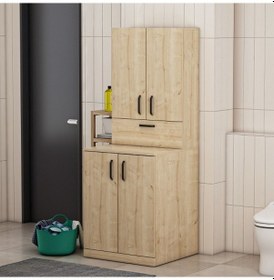 Resim Çamaşır Makinesi Dolabı Poyraz Meşe 