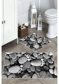 Resim Gri-antrasit Kaymaz Taban Çakıl Banyo Paspas Bp-9 çok renkli 