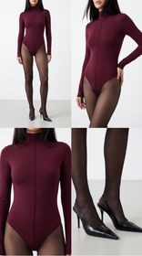 Resim NENSI BOĞAZLI BORDO BODYSUIT - L 