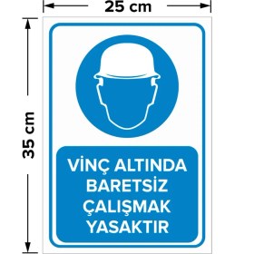 Resim Mıgnatıs - Forkliftte Çalışırken Koruyucu Baretini Tak Levhası - Sac Malzeme 25 x 35 cm 