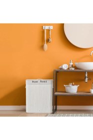 Resim Bambu Çift Hazneli Kirli Çamaşır Sepeti Beyaz - Kapaklı Büyük Boy Banyo Düzenleyici Açık Mavi 