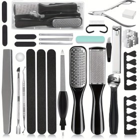 Resim 26'lı 1 Profesyonel Pedikür Aracı Seti, Paslanmaz Çelik Ayak Bakım Seti Erkekler ve Kadınlar için - Seyahat Dostu, 281.23g, Tırnak Makasları, Tırnak Örtüsü İtici, Parlatma Bloğu ve Daha Fazlası İçerir - Sağlıklı Ayaklar için Temel, Seyahat Pedikür Seti | Tırnak Örtüsü Aracı Setleri 