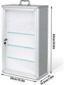 Resim Duvara Monte Alüminyum Alaşımlı Telefon Saklama Dolabı - Ofis Sınıfı Spor Salonu için Şeffaf Soyunma Kutusu - Taşınabilir El Taşıma Tasarımı Gümüş - 60 Adet Kapasite 