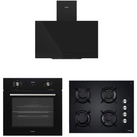 Resim VESTEL siyah cam ankastre set ad63340s-ao65104s-af7684 ys 