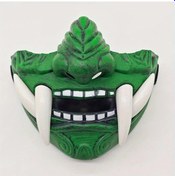 Resim Hightower Yeşil 3b Gerçekçi Japon Samuray Maskesi - Hafif Nefes Alabilen Korkunç Dişli Yaratıcı Kostüm Aksesuarı Yeşil 