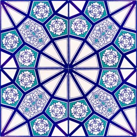 Resim Armada Çini 20x20 Cm AC 3 A Geometrik Mavi Beyaz Desen Çini Karo 