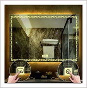 Resim GLOBAL LED MIRROR 80x120 Cm Günışığı Ledli Tasarım Kumlamalı Dokunmatik Tuşlu Buğu Önleyicili Banyo Aynası 