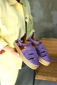 Resim NILUFARR Daisy Lila Süet Hakiki Deri Kadın Espadril Sandalet 