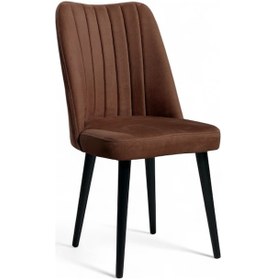 Resim Polo Sandalye - Soho Kahve- Ahşap Siyah Ayaklı 