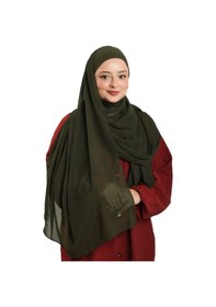 Resim Hürrem Bone Haki Pratik Hazır Geçmeli Bone Şal Şifon Düz 2506 09 haki 