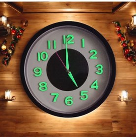 Resim Fosforlu Kabartma Rakam Küçük Çocuk Odası Siyah Beyaz Duvar Saati Çap 22 Cm Siyah 