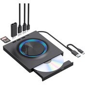 Resim UmoTech Harici DVD-RW CD/DVD Sürücü – USB-C/3.0, USB Hub ve SD Kart Girişli, Slim Taşınabilir 