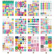 Resim Mufunye 12 Adet Haftalık Planlayıcı Sticker - Sanatsal Kağıt Materyal - 220x165mm Dekoratif Not Ve Gönüllü Etiketleri 