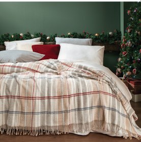 Resim Yataş Bedding Belissa Çift Kişilik Pamuk Battaniye - Ekru 