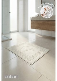 Resim Ekru Greek Ayak Havlusu - 50x70 Cm, 245 Gr, %100 Pamuk, Spa Ve Otel Banyo Paspası, Günlük Kullanıma Uygun Ekru 