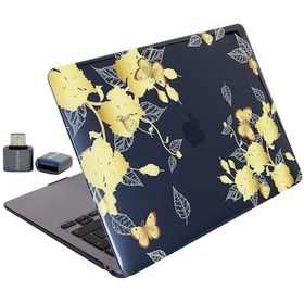 Resim Apple Uyumlu MacBook Air 13.6 M2 M3 M4 M54 Kılıf Kristal İnce Lazer Baskılı Çiçek Desenli Kapak Parlak Yüzey Sarı 