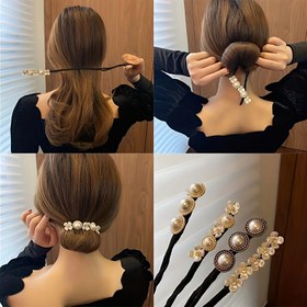 Resim Plastik Çiçek ve Suni İnci Topuz Yapıcı, Sevimli Y2K Stili, Yazı Şeklinde Saç Şekillendirme Tokası, Tek Parça, Renk Uyumlu, Yetişkinler İçin Sevgililer Günü Moda Aksesuarı 14+ 