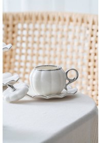 Resim Acar Betty 2 Kişilik Standlı Kahve Fincan Takımı Silver - 130 Ml Beyaz/silver 