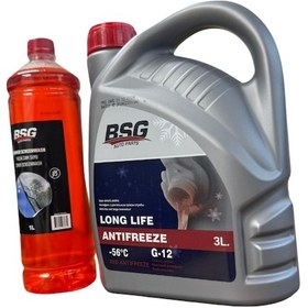 Resim Kırmızı G12 Organik Antifriz -56 Derece 3 Litre Ve Konsantre Cam Suyu 1 Litre Takım Seti 