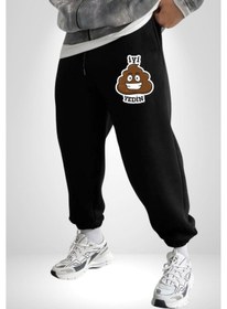 Resim İyi Yedin Espirili Tişört Yazılı 3 İplik Erkek Baskılı Siyah Eşofman Altı Siyah 