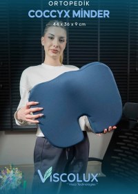 Resim Coccyx Ortopedik Oturma Minderi - Visco Kuyruk Sokumu Minderi Hemeroid Mavi 44x36x9,5 